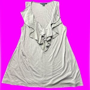 Banana Republic Charcoal Zipper Tank With Two Texture Ruffle Detail Like New L